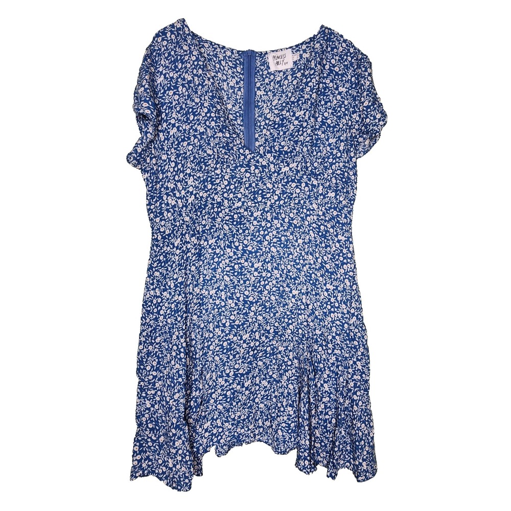 Princess Polly Sting‎ Mini Dress 12 Blue Ditsy Floral Short Sleeve Cottage Boho